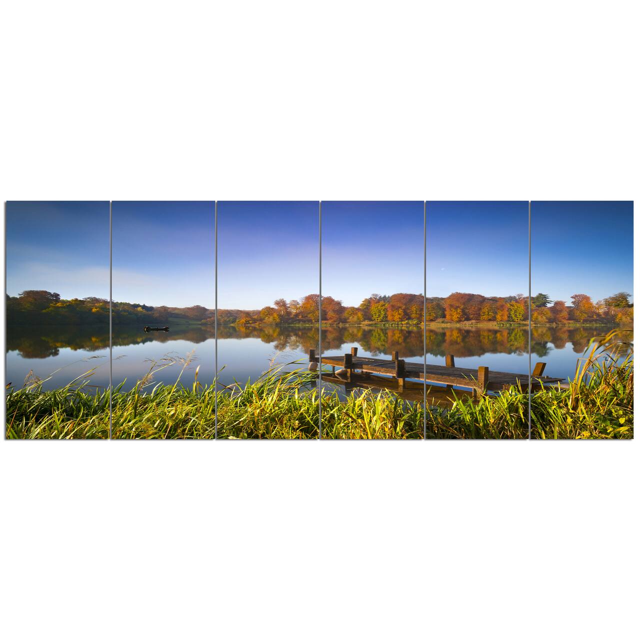 Designart - Still Waters of Fall Lake - Landscape Canvas Art Print